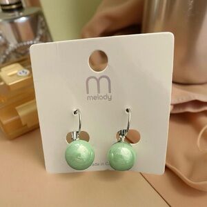 NEW ✮ Melody Aqua Mint Green drop ball Earrings All Seasons Multi Occasion Shiny